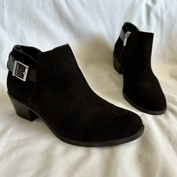 Vionic 322‎ Millie Black Suede Leather Ankle Boot with Buckle Womens Size 6 - Picture 1 of 7
